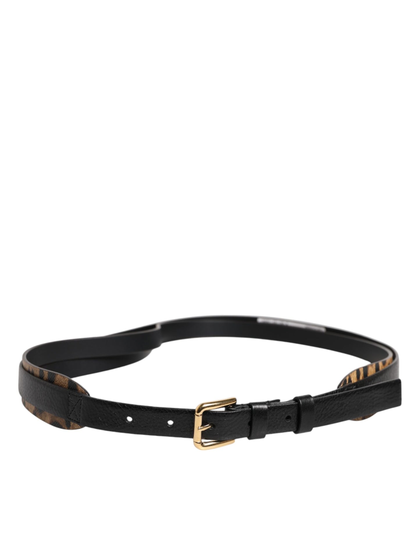 Black Leopard Classic Gold Metal Buckle Belt
