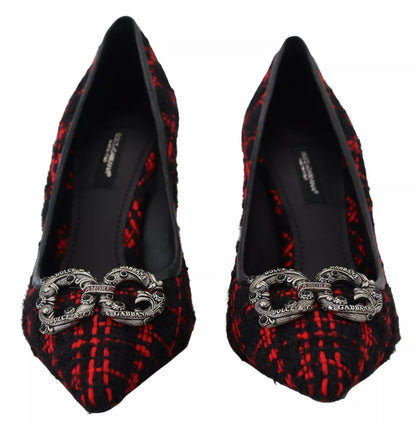 Red Black Tweed DG Amore Heels Pumps Shoes