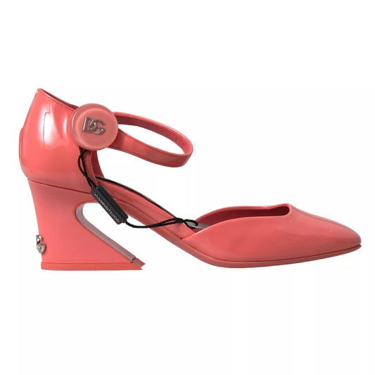 Peach Leather Ankle Strap Heels Sandals Shoes