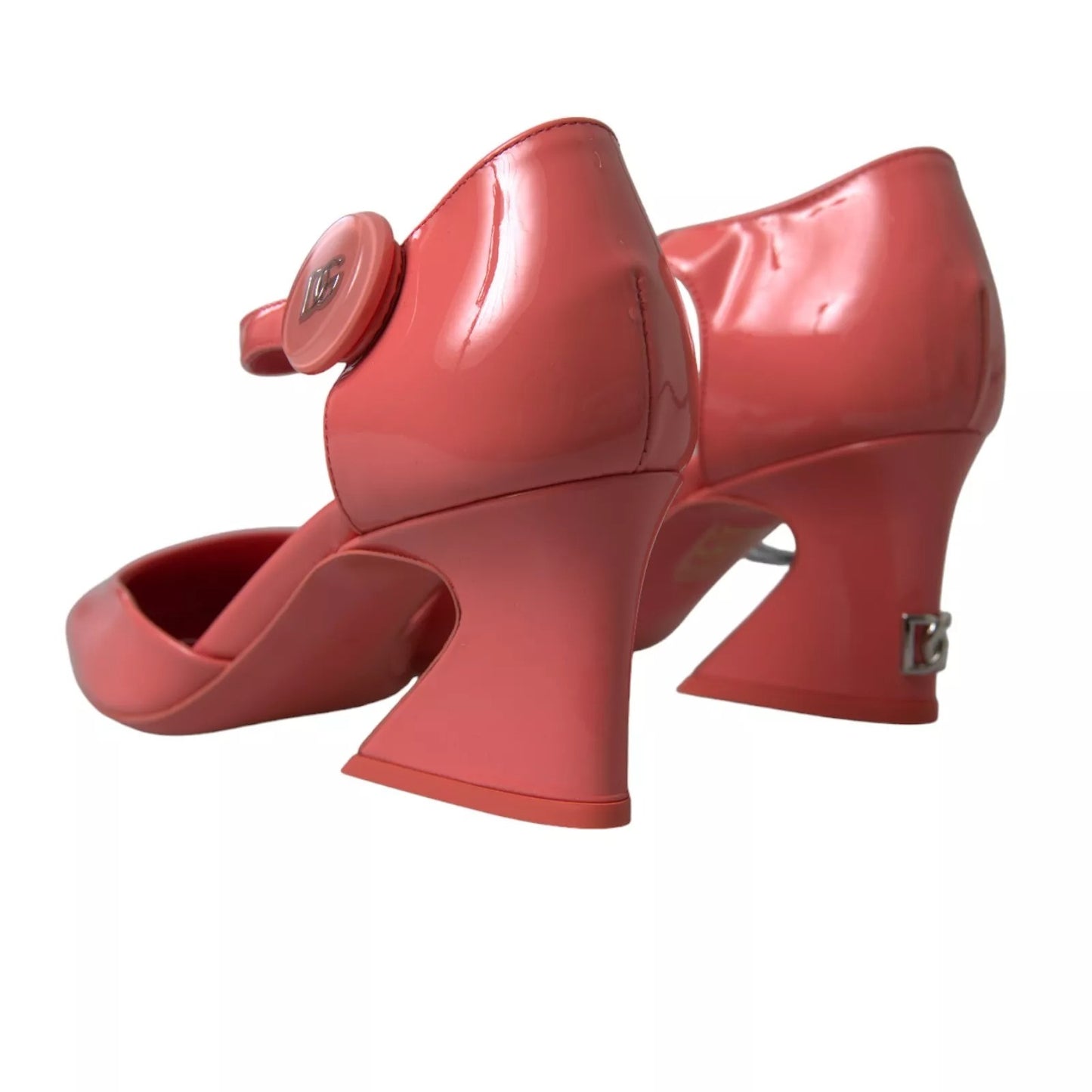 Peach Leather Ankle Strap Heels Sandals Shoes