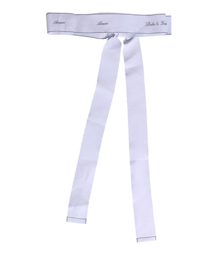 White Waist Ribbon Wide Bow Logo Belt