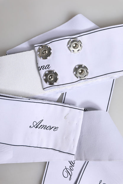 White Waist Ribbon Wide Bow Logo Belt