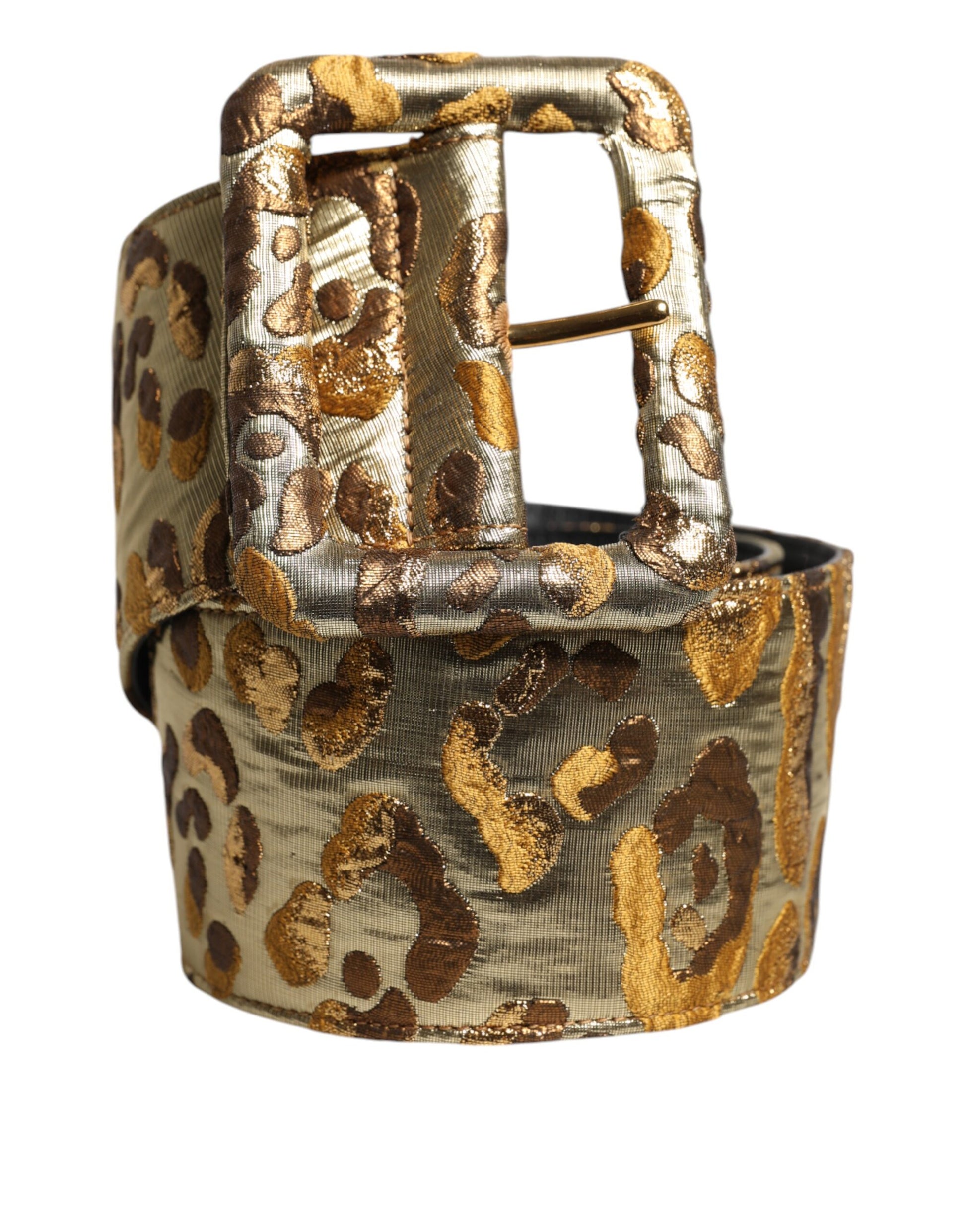 Gold Spotted Jacquard Fabric Wide Waist Belt