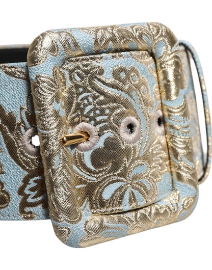 Multicolor Floral Jacquard Wide Waist Belt