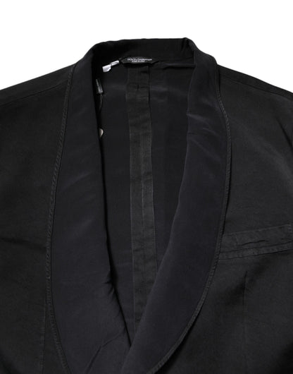 Black Silk Single Breasted Coat Blazer Suit