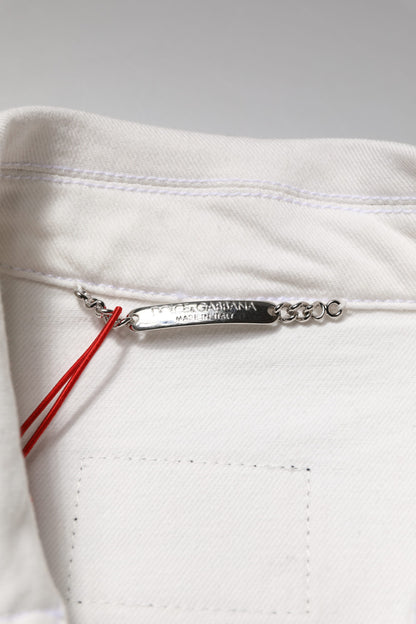 White Graffiti Cotton Stretch Denim Jacket