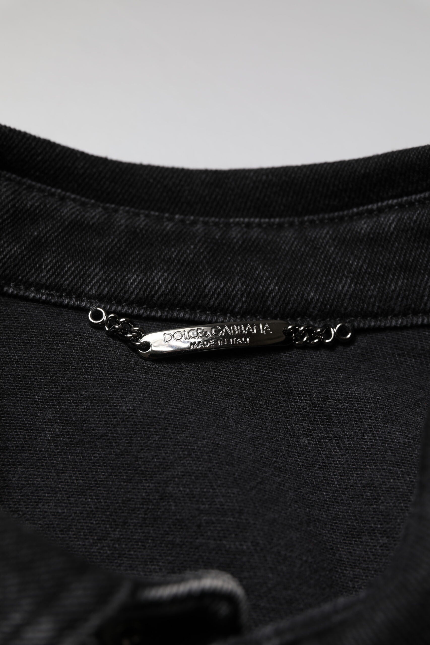 Black Logo Cotton Stretch Denim Jacket