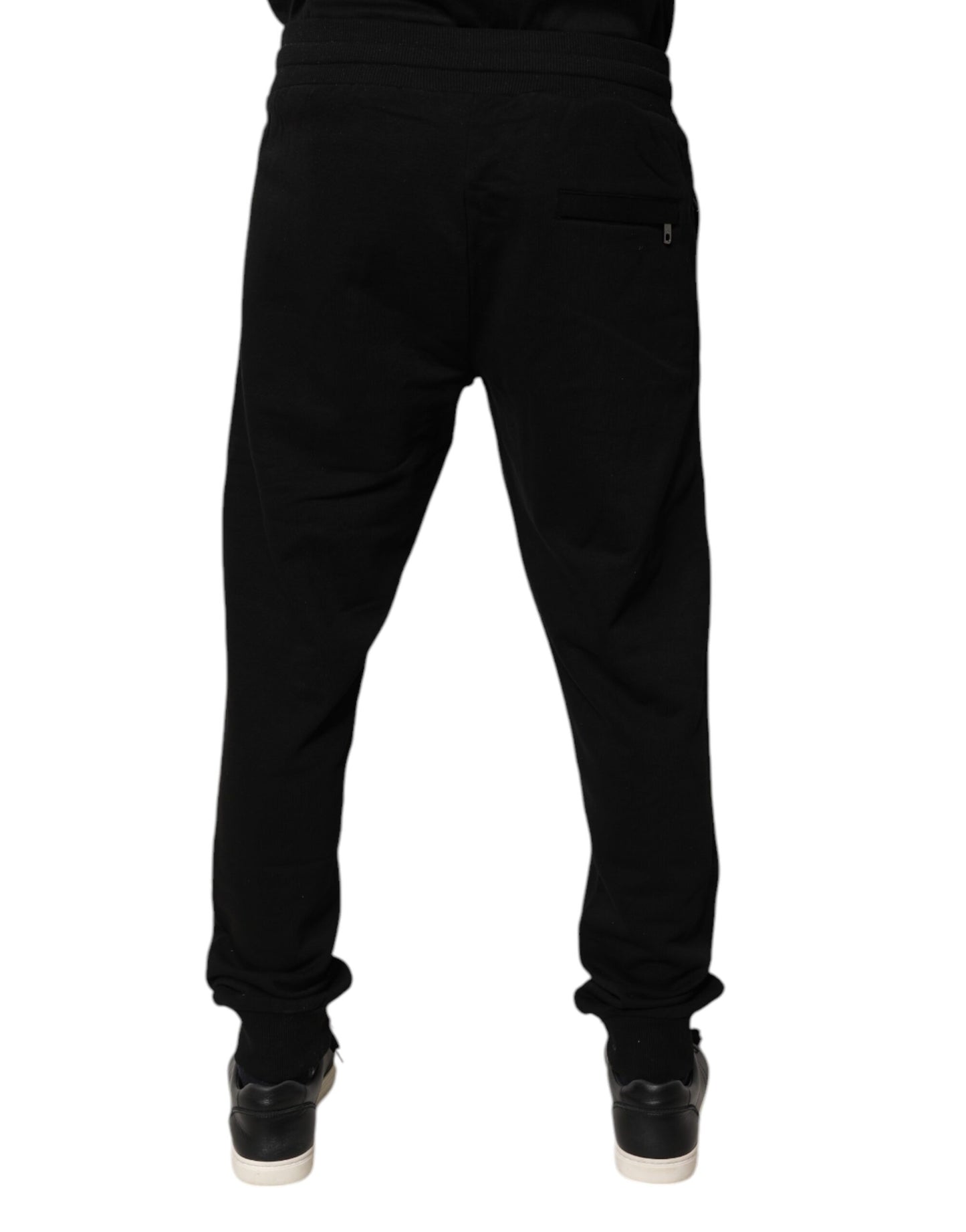 Black Cotton Mid Waist Jogger Sweatpants Pants