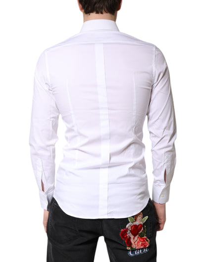 White Cotton Stretch GOLD Dress Formal Shirt