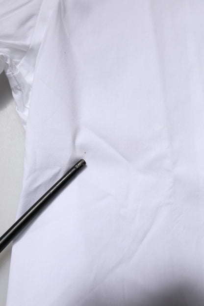 White Cotton Stretch GOLD Dress Formal Shirt