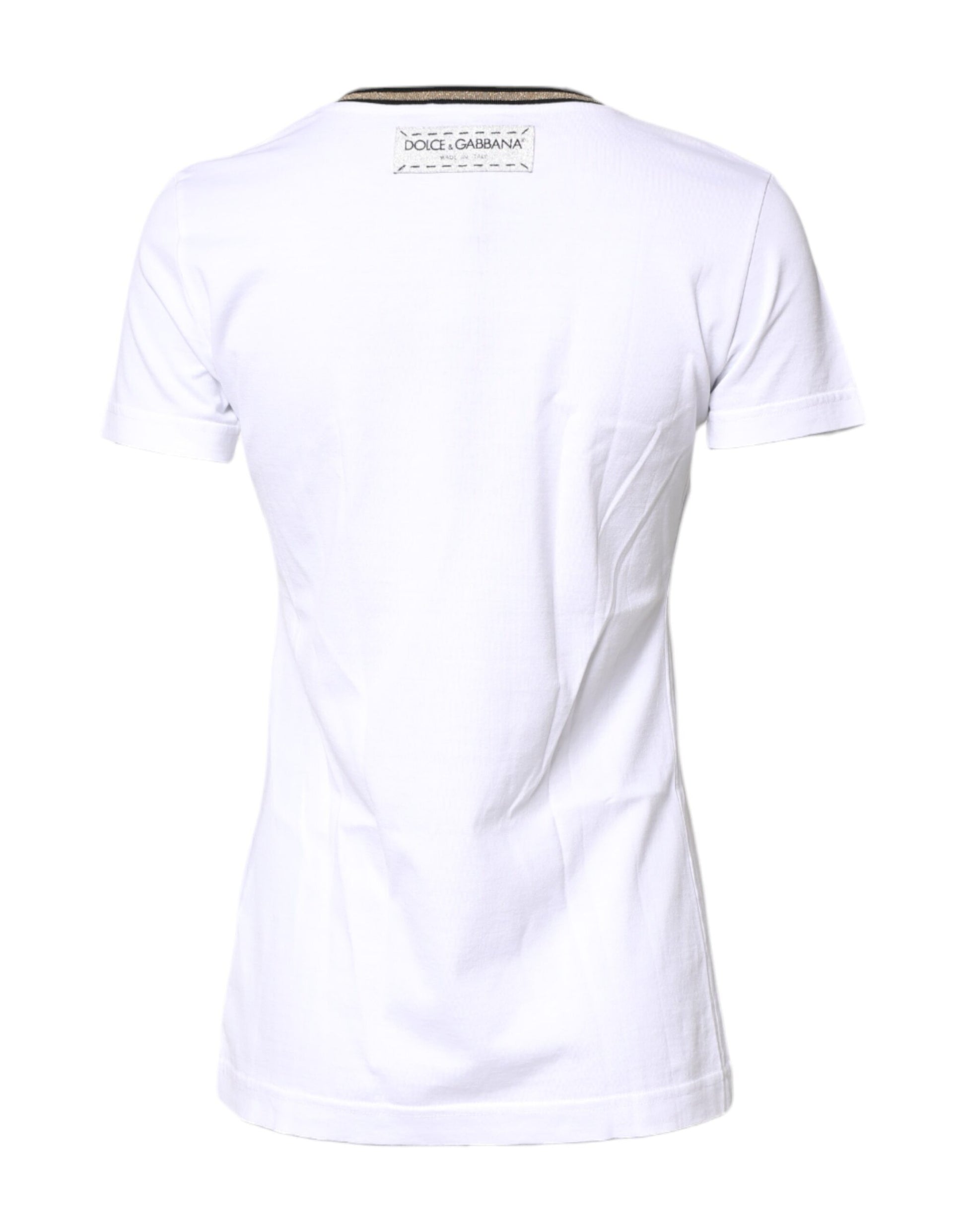 White Graphic Print Cotton Crew Neck T-shirt