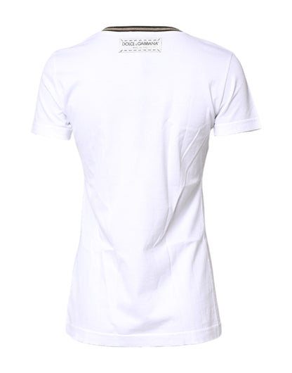 White Graphic Print Cotton Crew Neck T-shirt