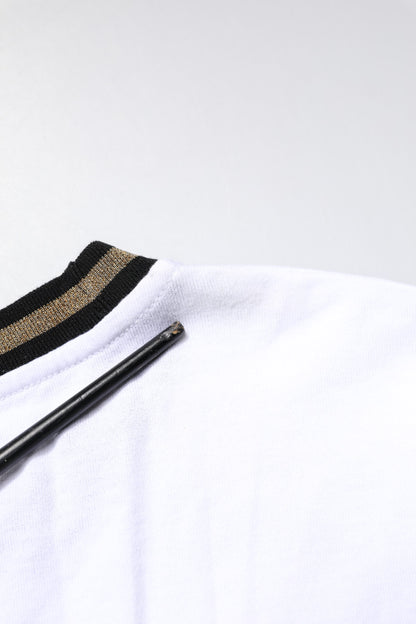 White Graphic Print Cotton Crew Neck T-shirt