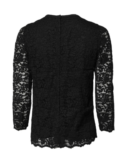 Black Lace STAFF Crew Neck Long Sleeves Top