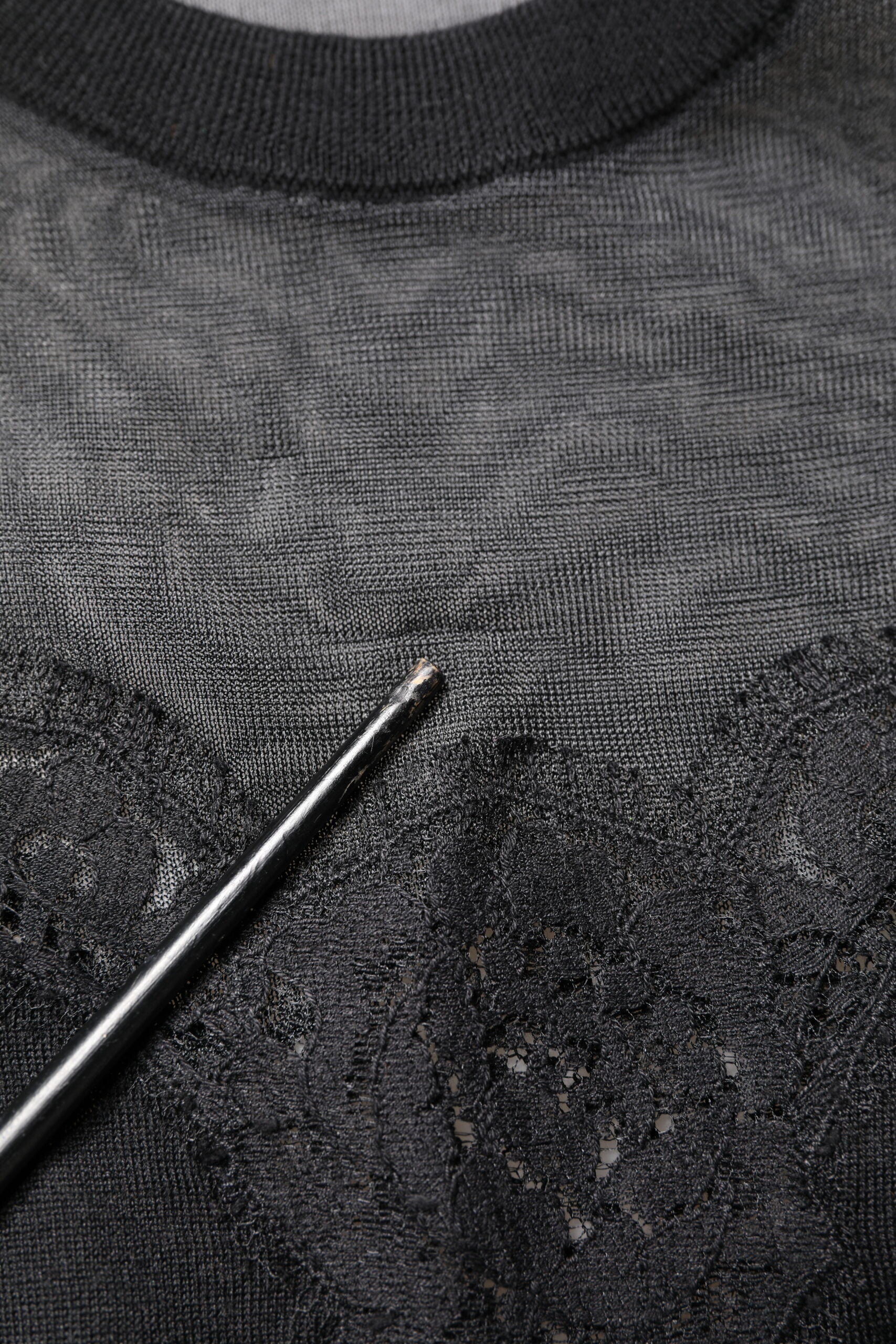 Black Lace Sheer Crew Neck Sleeveless Top