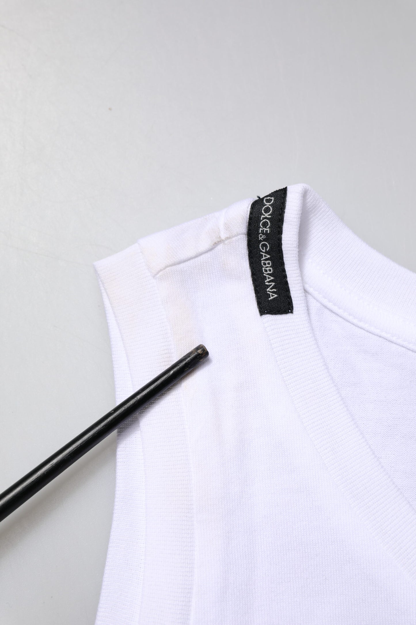 White Cotton Sleeveless Crew Neck T-shirt