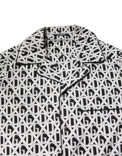 Black White DG Print Cotton Pajama Set Sleepwear