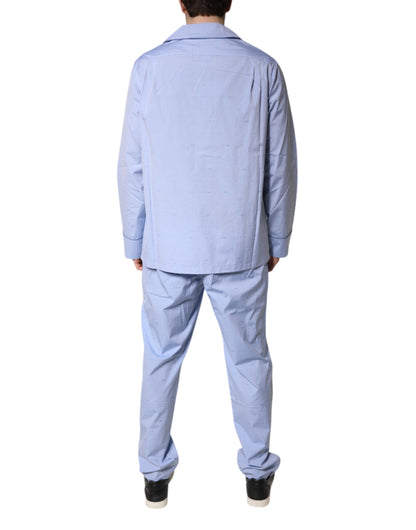 Light Blue DG Logo Cotton Men Pajama Set Sleepwear
