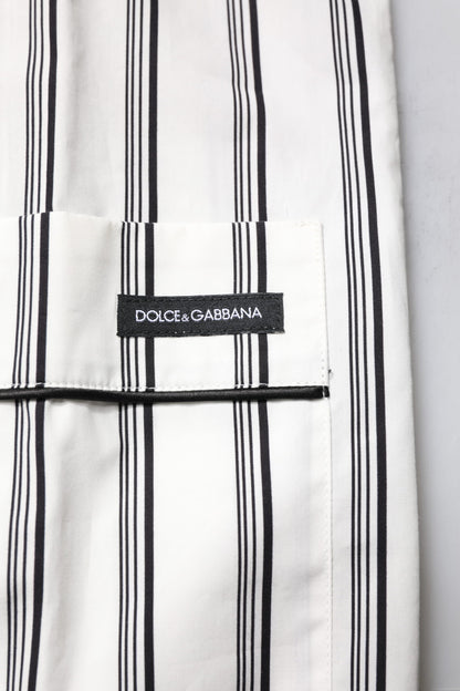 White Black Stripes Cotton Men Pajama Set Sleepwear