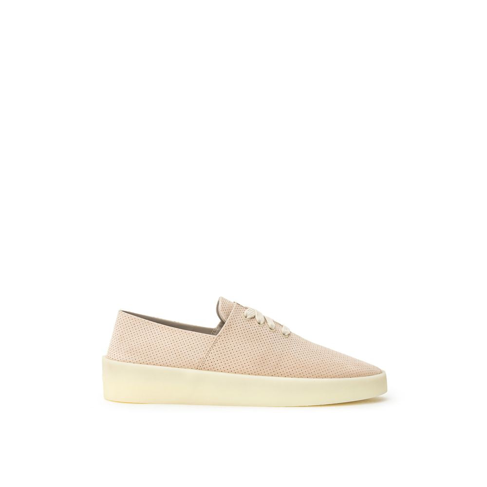 Beige Leather Low Top Sneakers