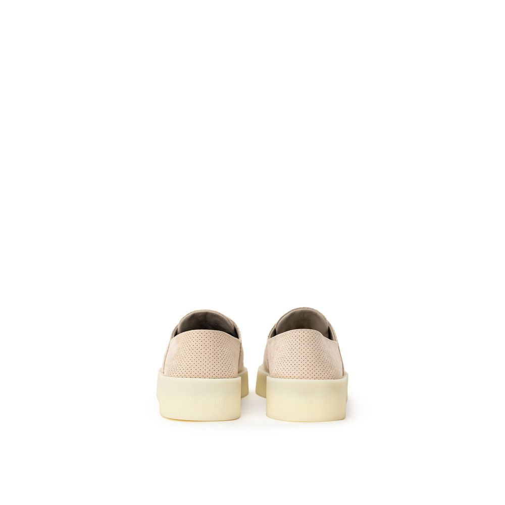 Beige Leather Low Top Sneakers