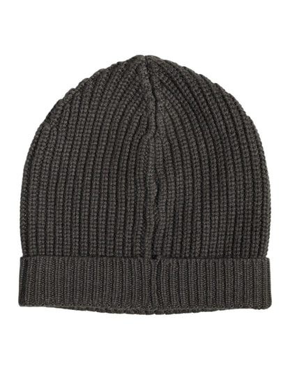 Dark Gray Cashmere Knit Winter Beanie Hat