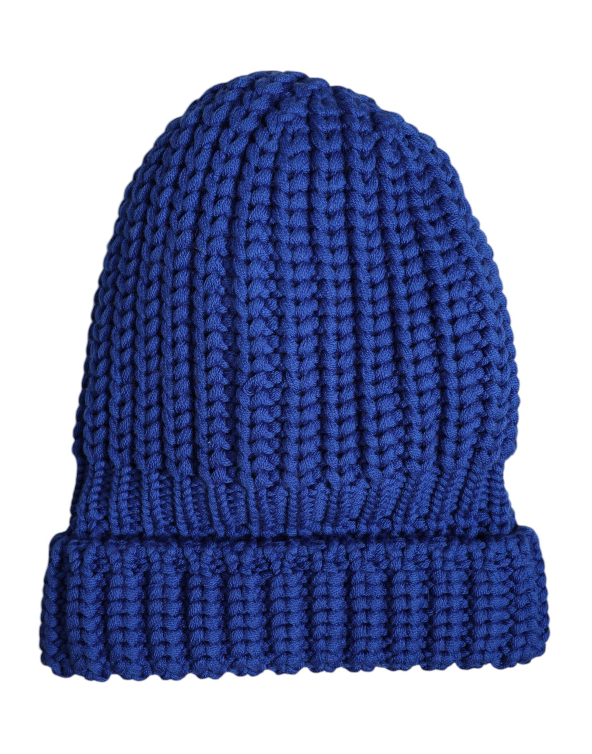 Blue Wool Knitted Winter Beanie Hat
