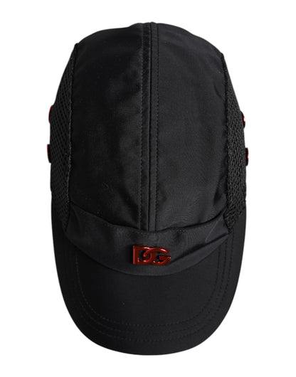Black Nylon Logo 6 Panels Baseball Cap