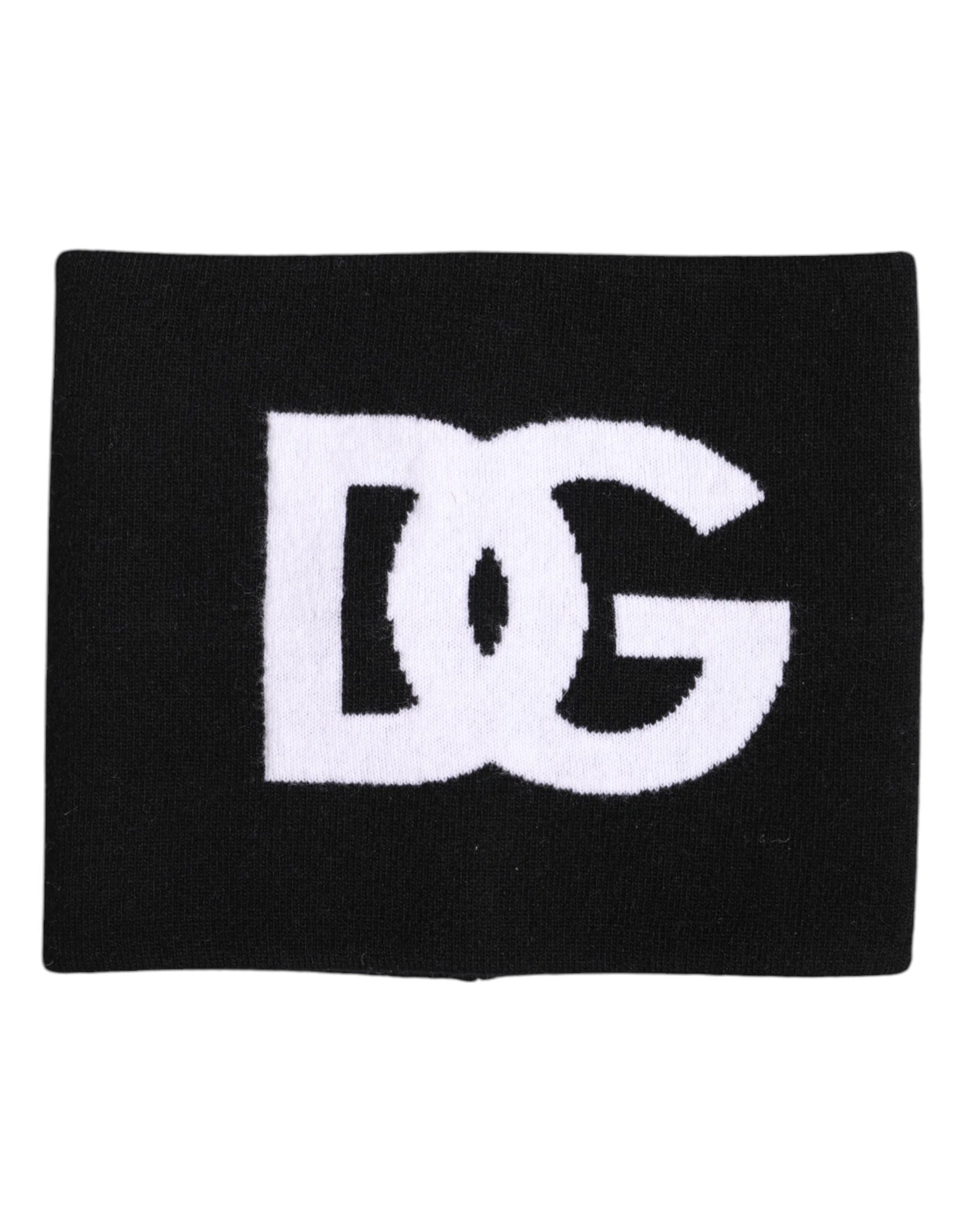 Black White Logo Print Knitted Neck Warmer Scarf