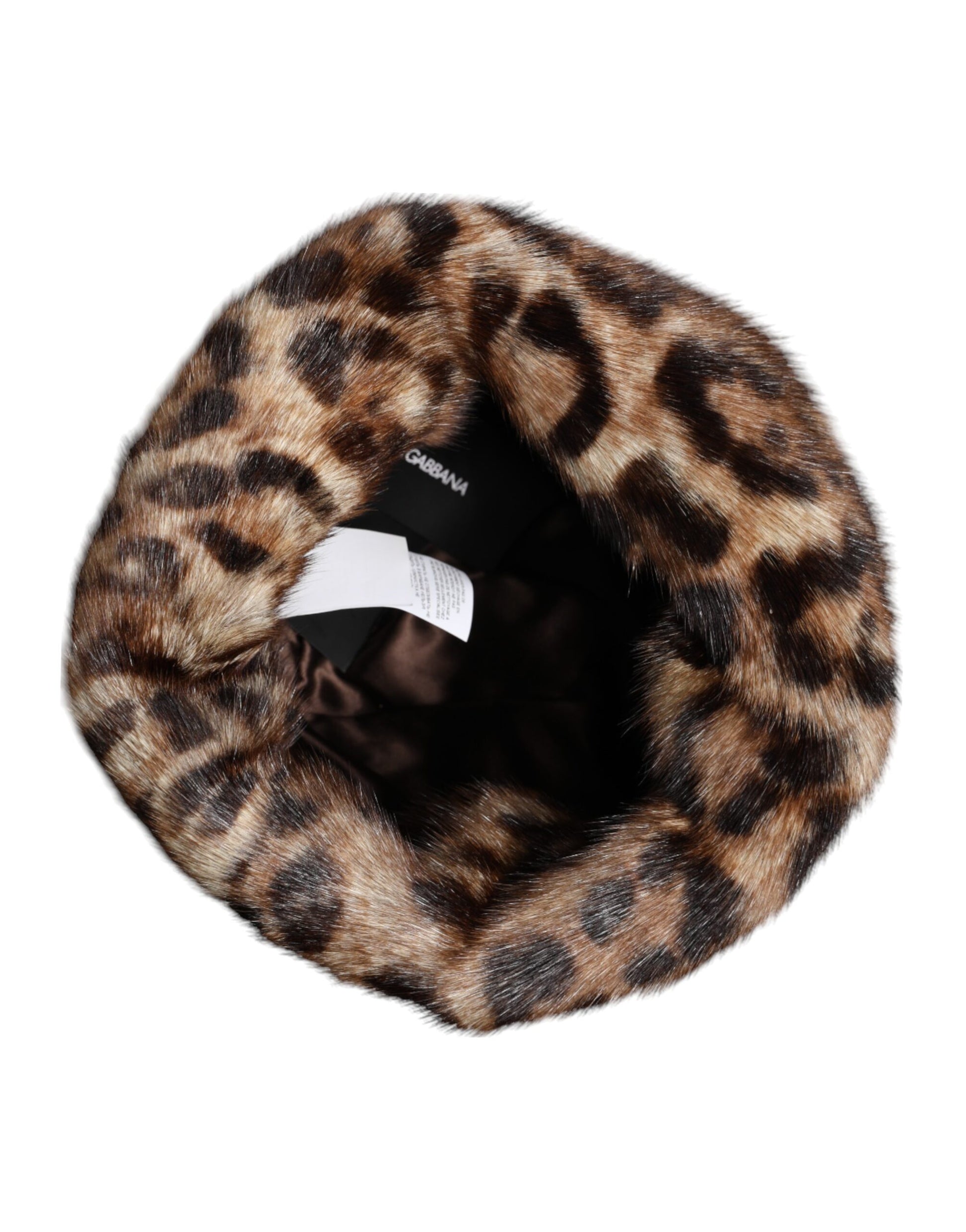 Brown Leopard Faux Fur Women Bucket Hat