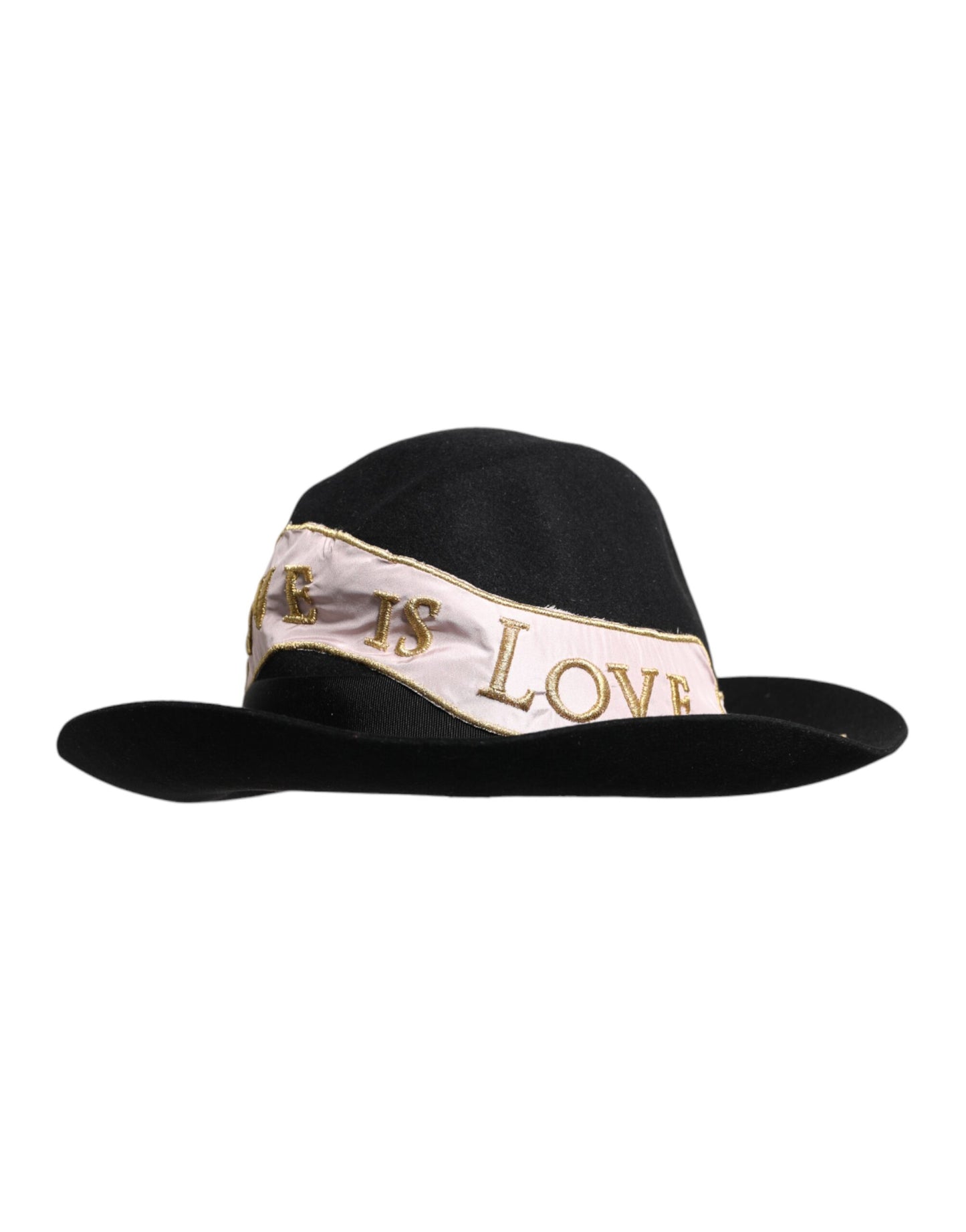 Black Logo Embroidered Women Wide Brim Hat