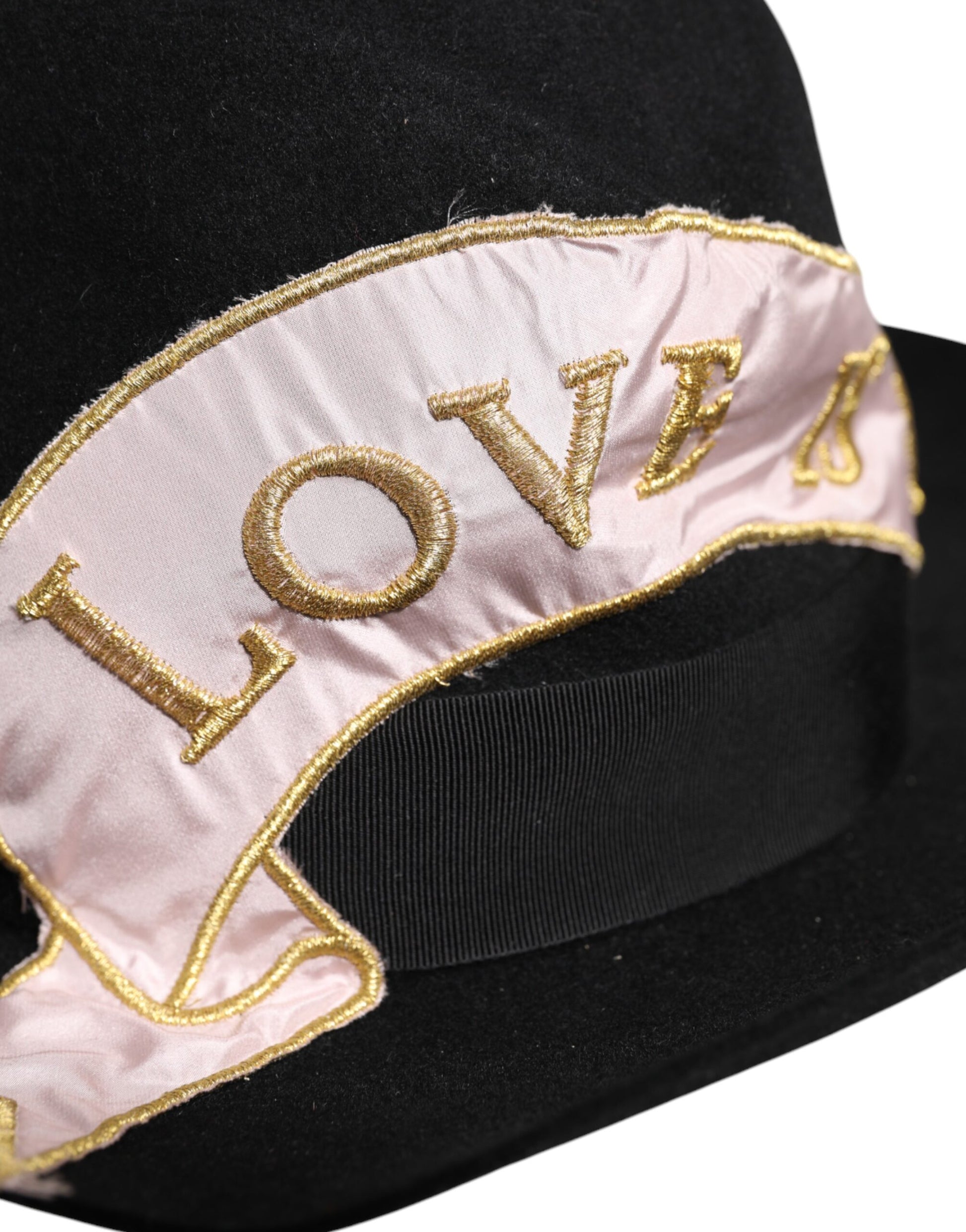 Black Logo Embroidered Women Wide Brim Hat