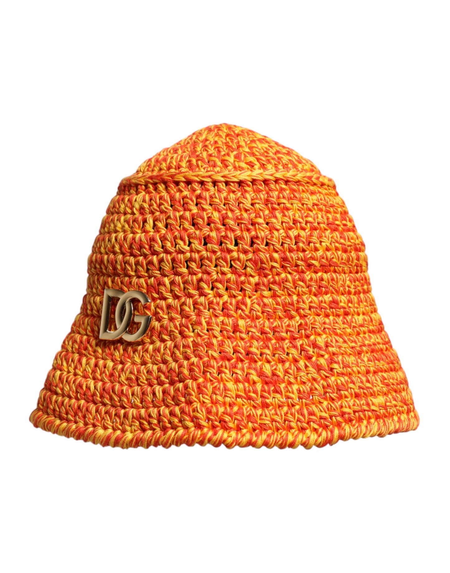 Orange Cotton Crochet DG Logo Bucket  Hat