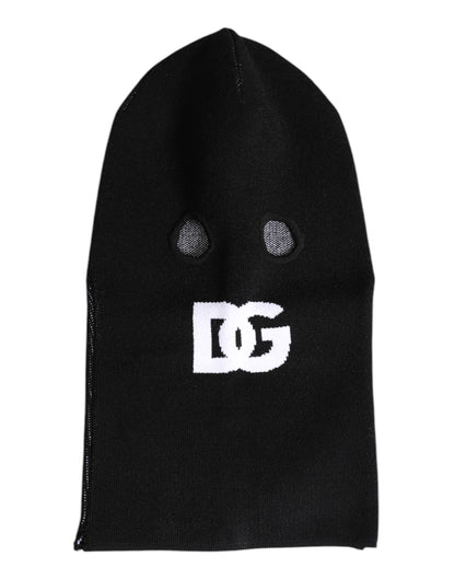 Black Cashmere Knitted Ski Mask Balaclava Hat