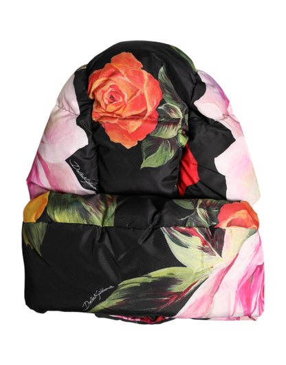 Black Floral Print Whole Head Wrap Hat