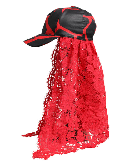 Red Black Lace Tulle Cotton Baseball Cap