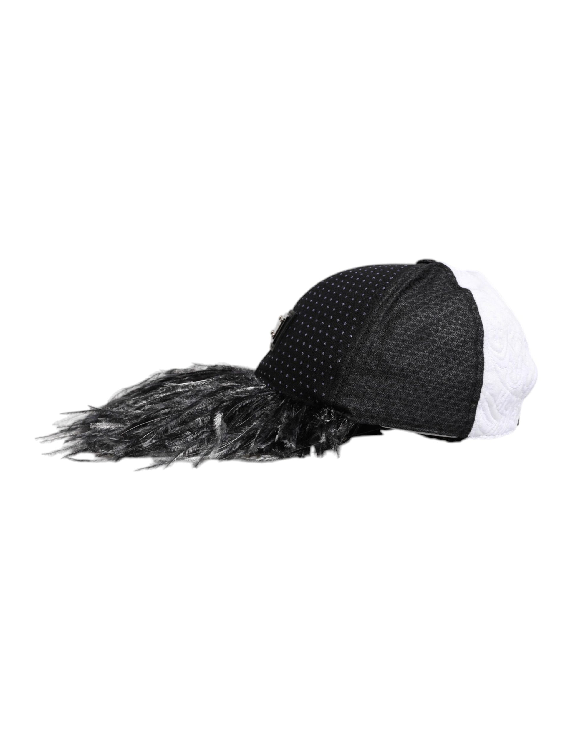 White Black Polka Dot Feathers Baseball Cap