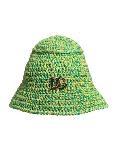 Green Cotton Crochet DG Logo Bucket Hat