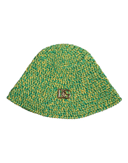 Green Cotton Crochet DG Logo Bucket Hat