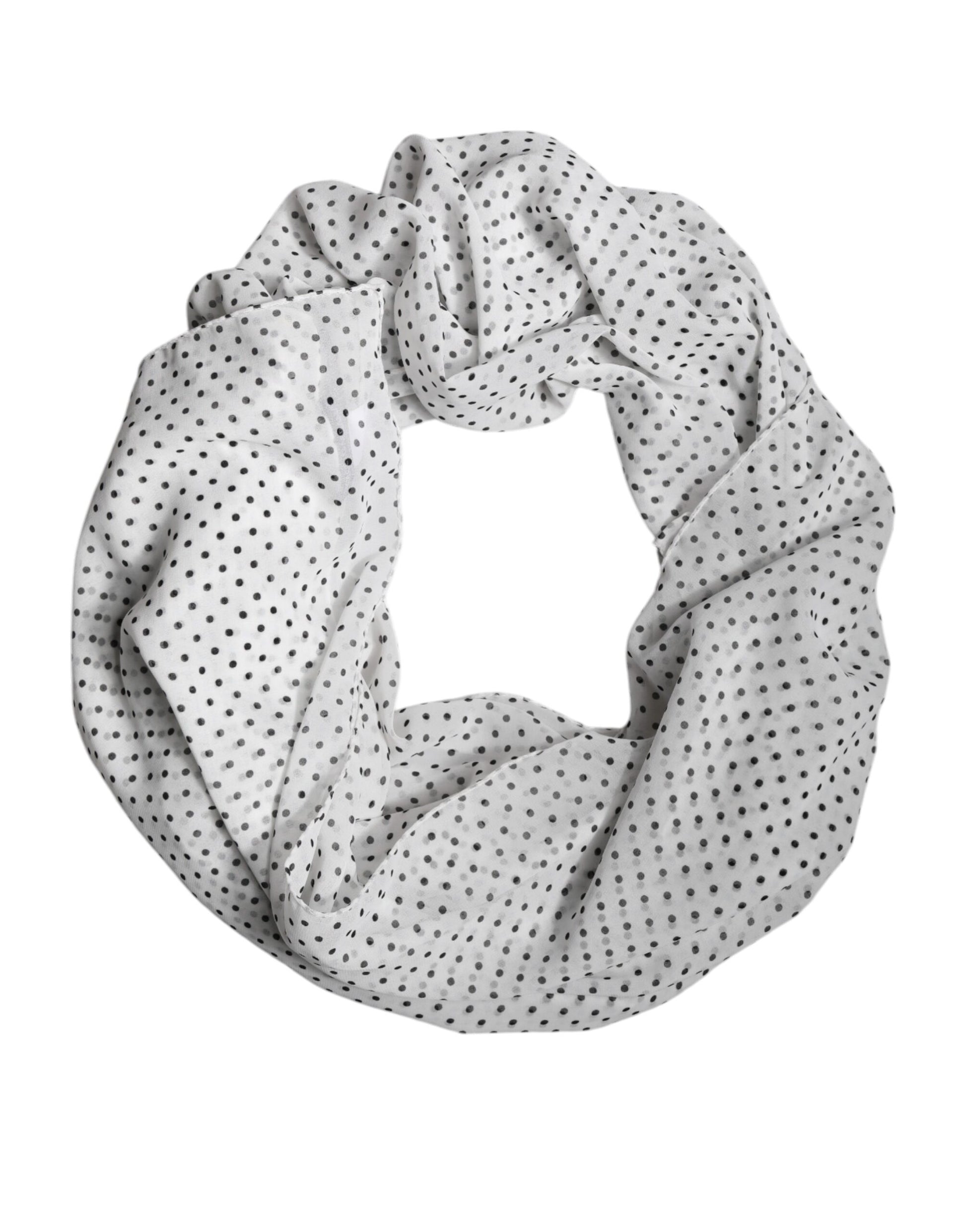 White Polka Dots Polyester Wrap Shawl Scarf