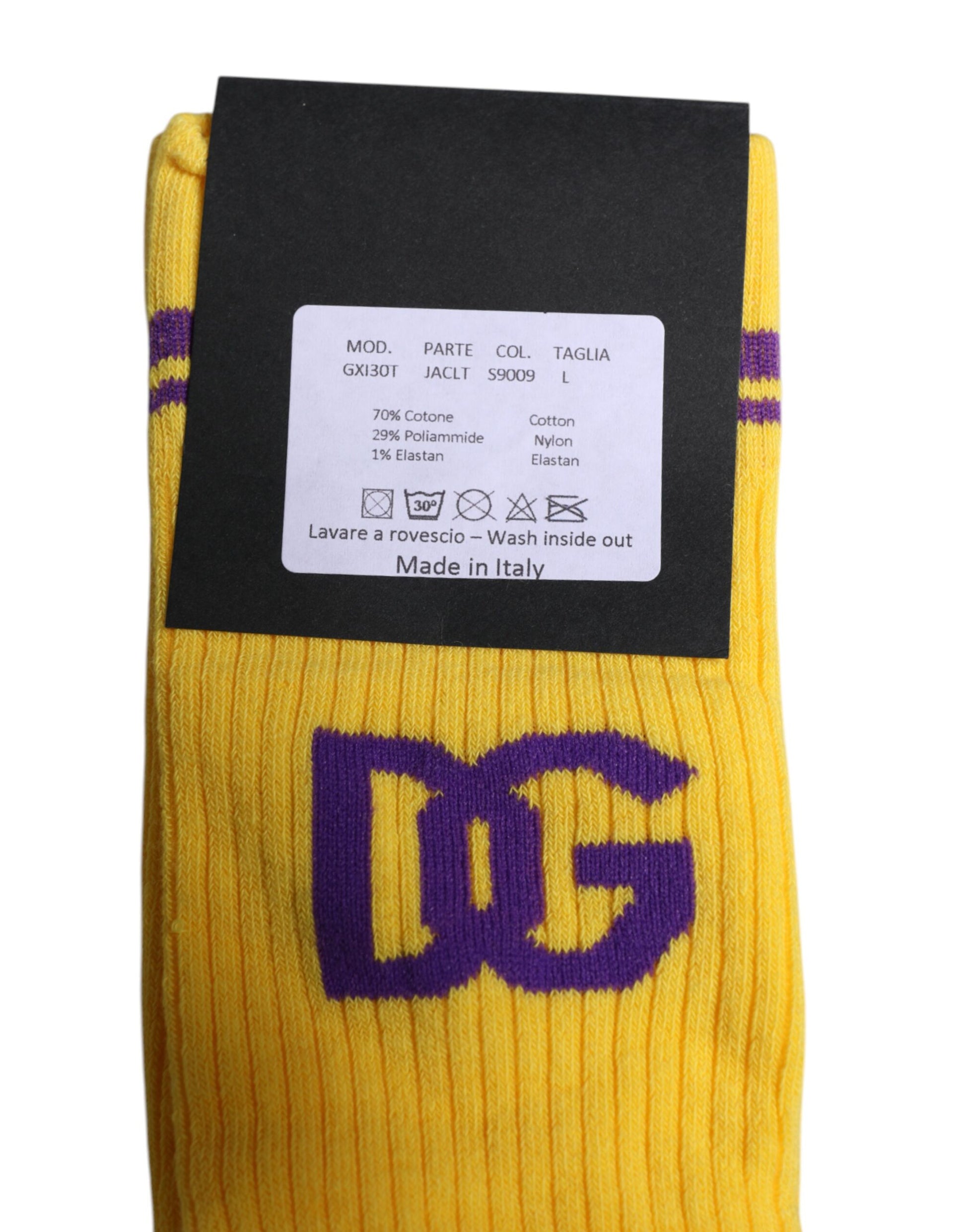 Yellow Cotton DG Logo Mid Calf Socks
