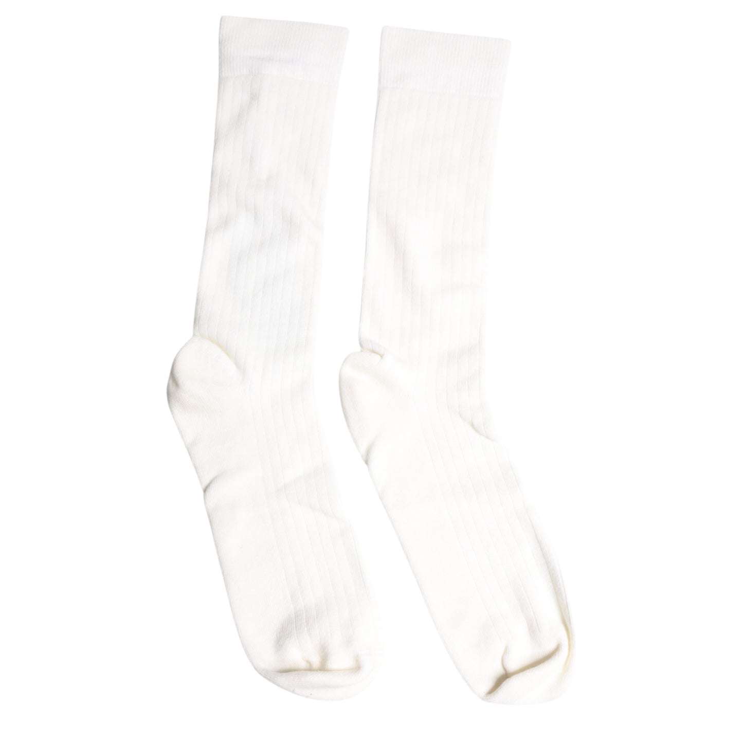 White Cotton Solid Mid Calf Men Socks