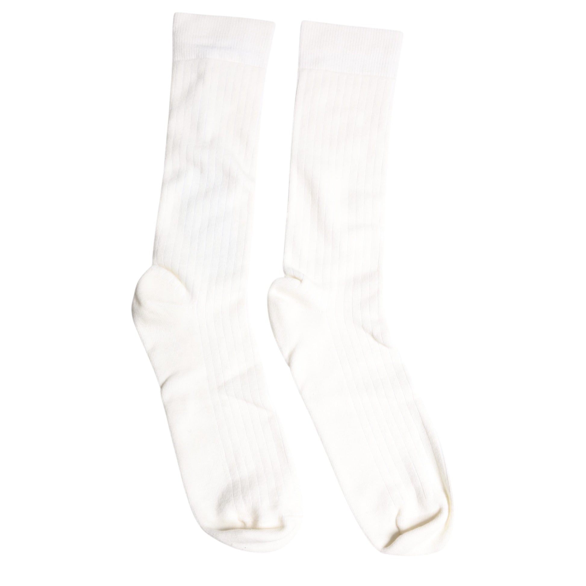 White Cotton Solid Mid Calf Men Socks