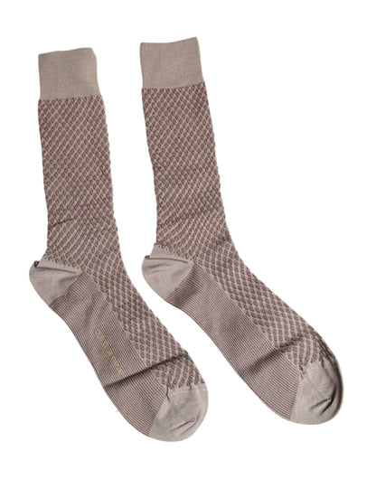 Brown Solid DG Logo Mid Calf Men Socks