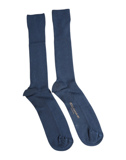Blue Cotton DG Logo Over The Calf Socks