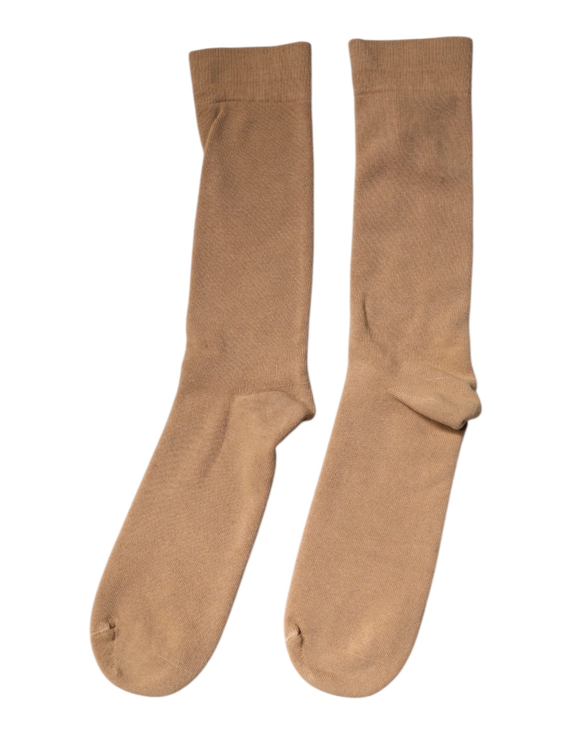 Brown Solid Cotton Mid Calf Men Socks
