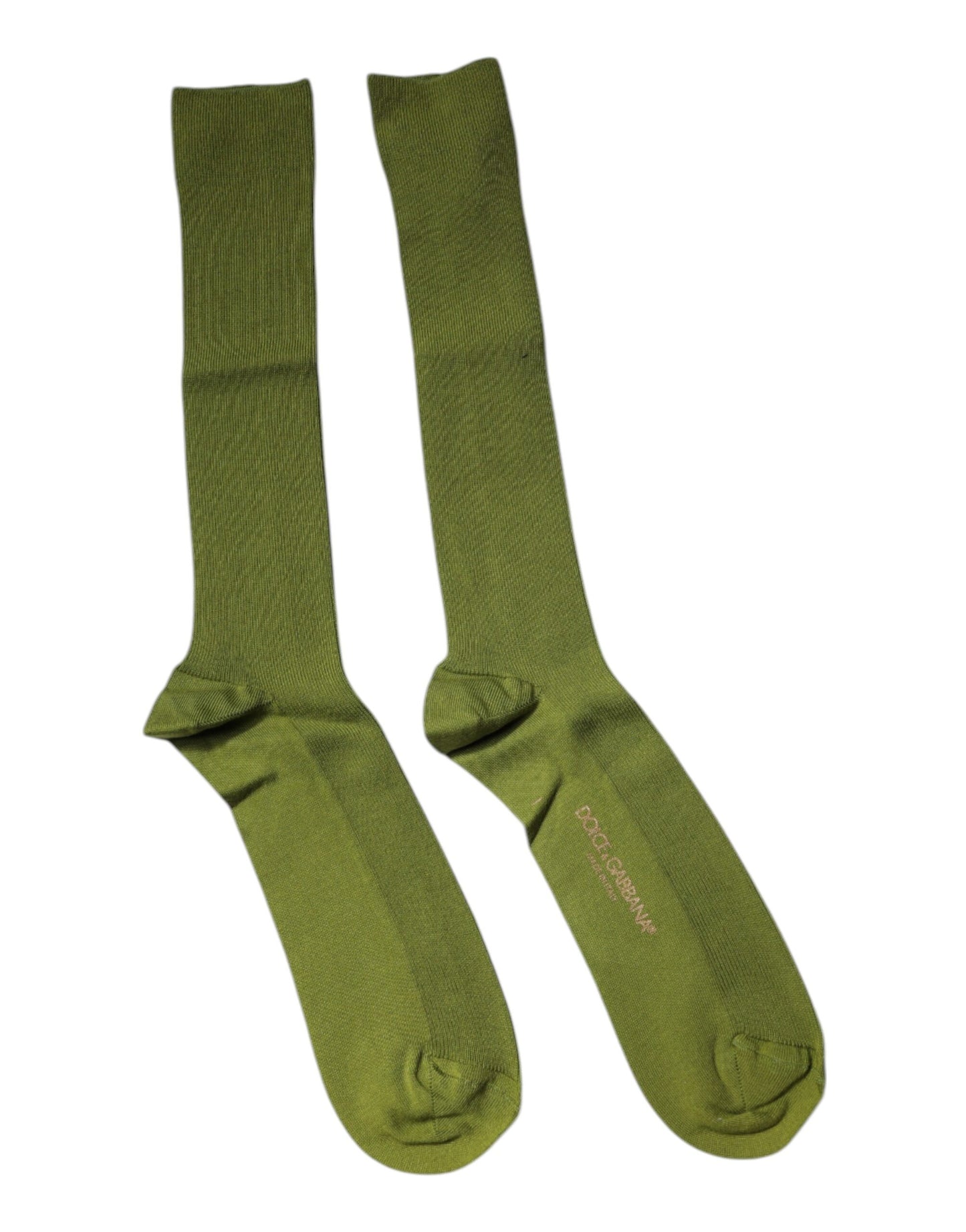 Green Cotton Logo Over The Calf Socks
