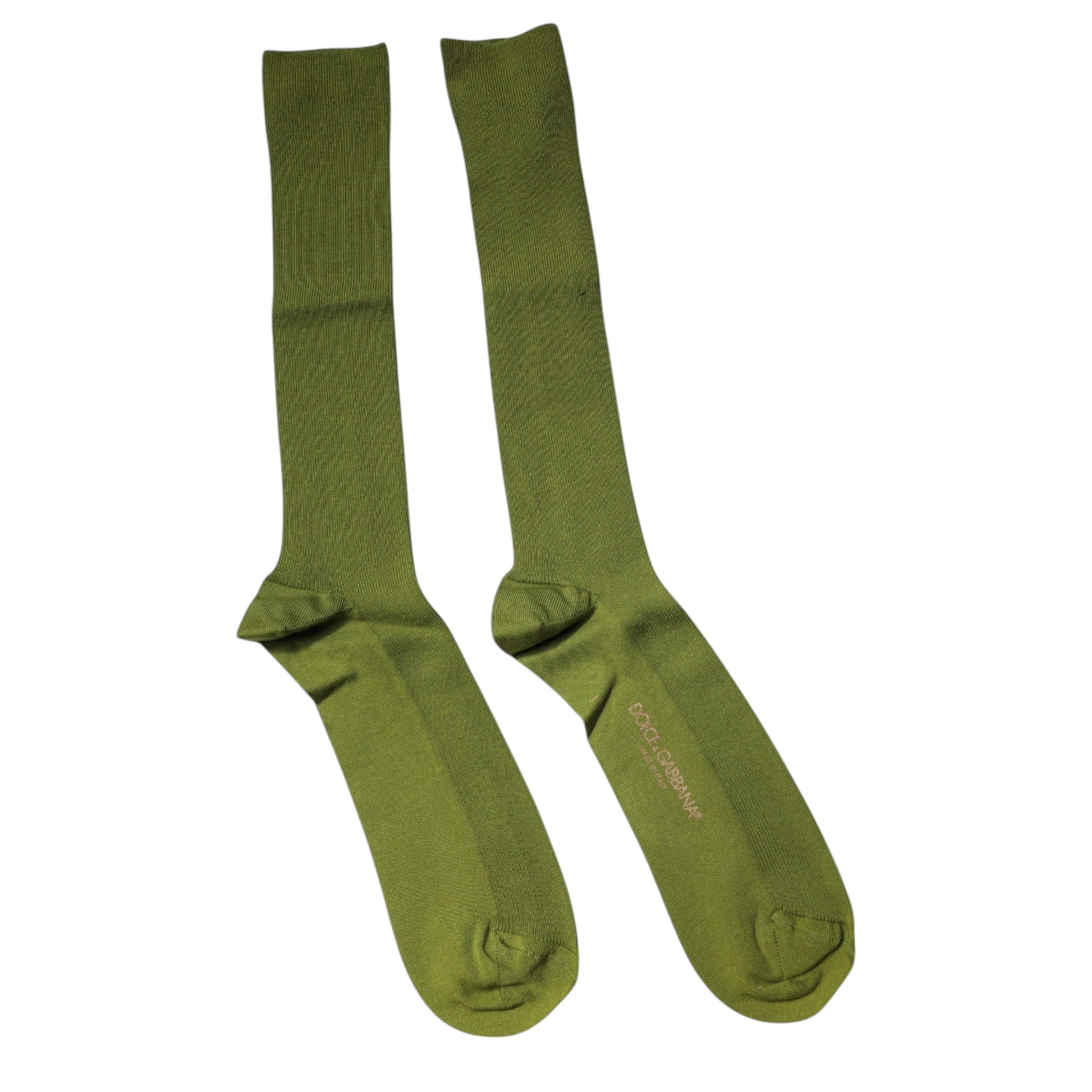 Green Cotton Logo Over The Calf Socks