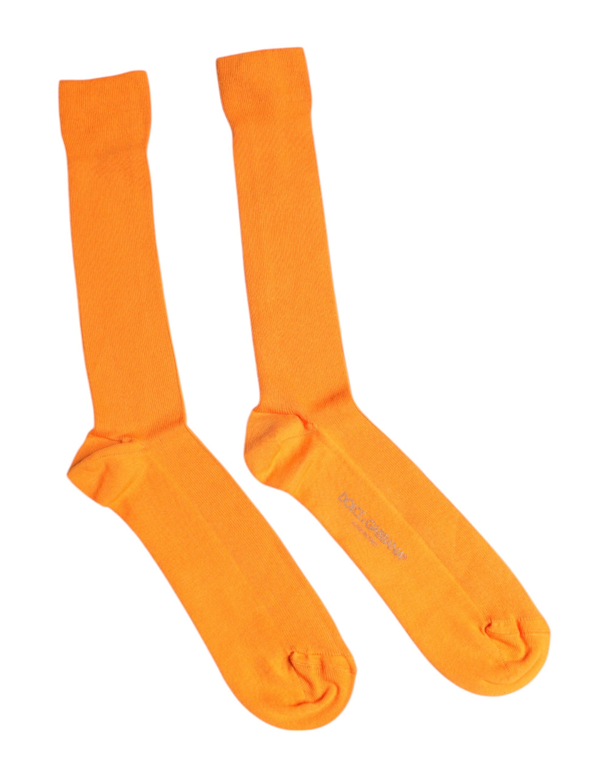 Orange Cotton Logo Over The Calf Socks