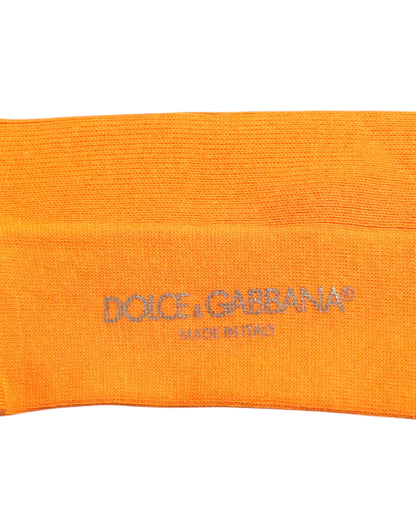 Orange Cotton Logo Over The Calf Socks